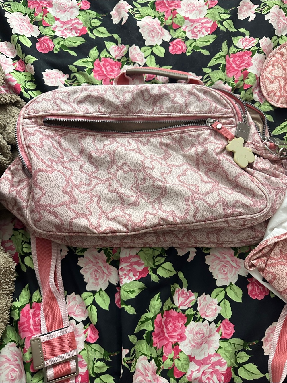 Tous Pink Patterned Crossbody Backpack
